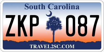SC license plate ZKP087