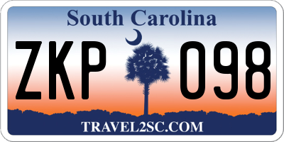 SC license plate ZKP098