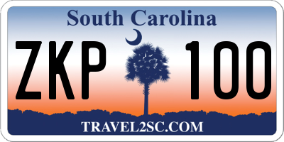 SC license plate ZKP100