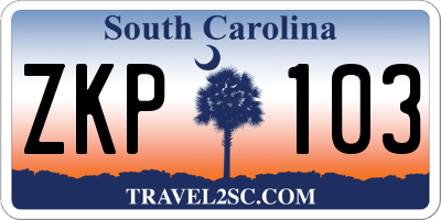 SC license plate ZKP103