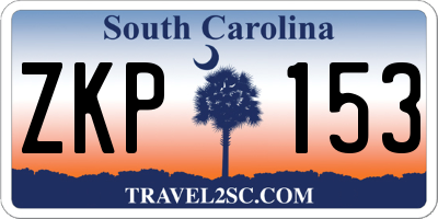 SC license plate ZKP153