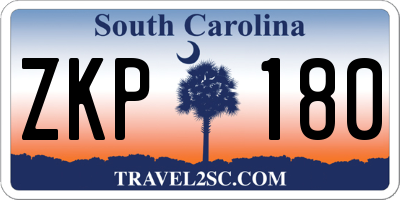 SC license plate ZKP180