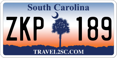 SC license plate ZKP189