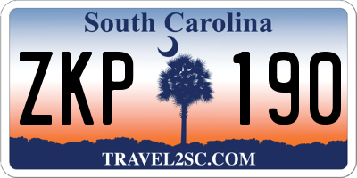 SC license plate ZKP190
