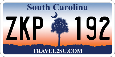 SC license plate ZKP192