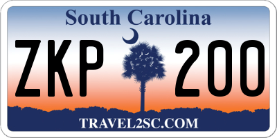 SC license plate ZKP200