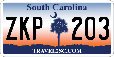 SC license plate ZKP203