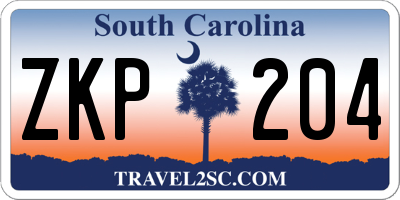 SC license plate ZKP204
