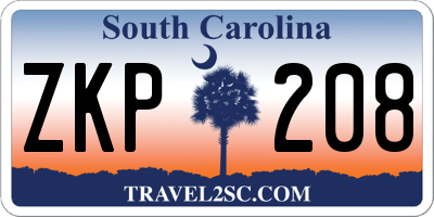 SC license plate ZKP208