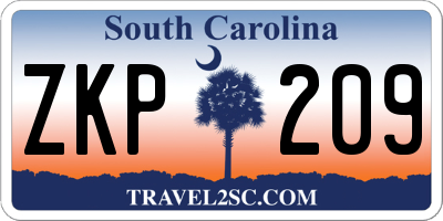 SC license plate ZKP209