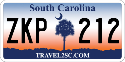 SC license plate ZKP212