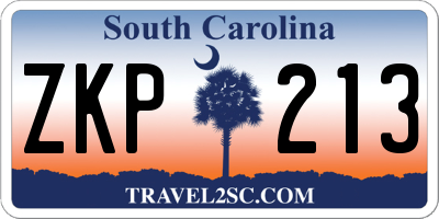 SC license plate ZKP213