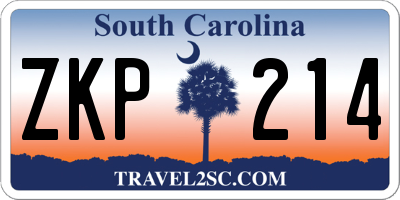 SC license plate ZKP214