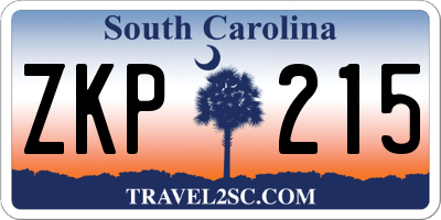 SC license plate ZKP215