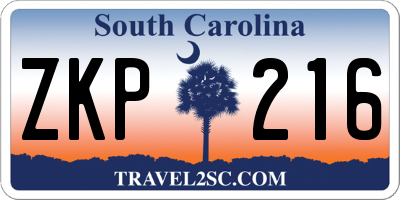 SC license plate ZKP216