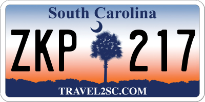 SC license plate ZKP217