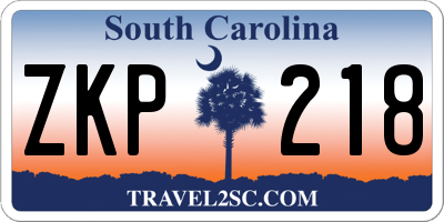 SC license plate ZKP218