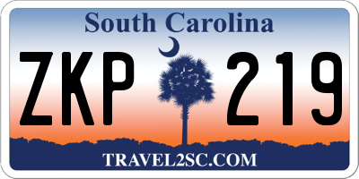 SC license plate ZKP219