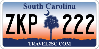 SC license plate ZKP222