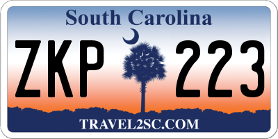 SC license plate ZKP223