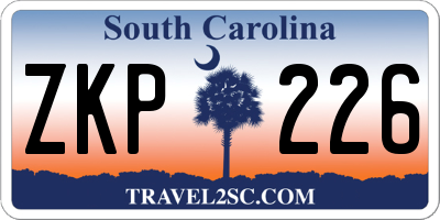 SC license plate ZKP226