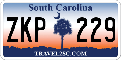 SC license plate ZKP229