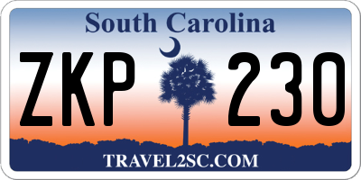 SC license plate ZKP230