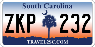 SC license plate ZKP232