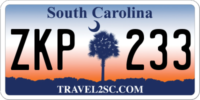 SC license plate ZKP233