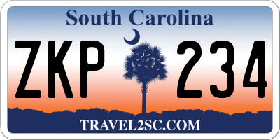 SC license plate ZKP234