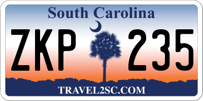 SC license plate ZKP235