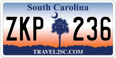 SC license plate ZKP236