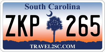 SC license plate ZKP265