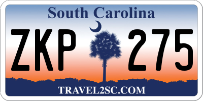 SC license plate ZKP275