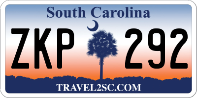 SC license plate ZKP292