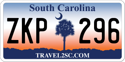 SC license plate ZKP296