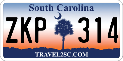 SC license plate ZKP314