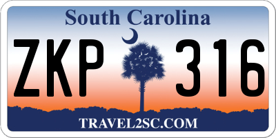 SC license plate ZKP316