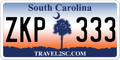 SC license plate ZKP333