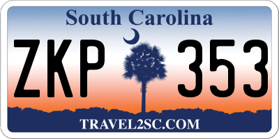 SC license plate ZKP353