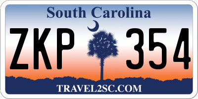 SC license plate ZKP354