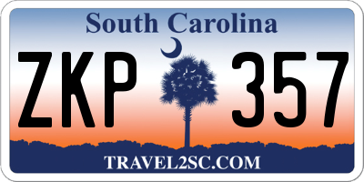 SC license plate ZKP357