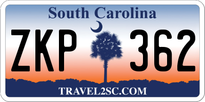 SC license plate ZKP362