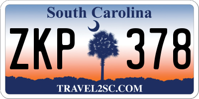 SC license plate ZKP378