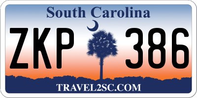SC license plate ZKP386