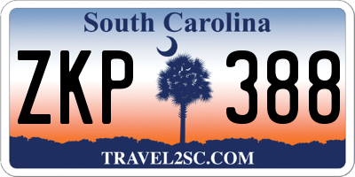 SC license plate ZKP388