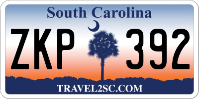 SC license plate ZKP392