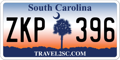 SC license plate ZKP396