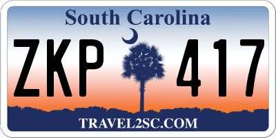 SC license plate ZKP417