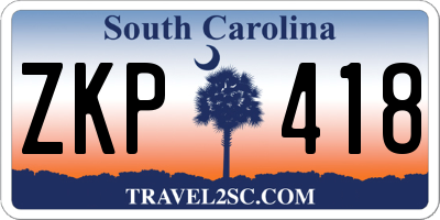 SC license plate ZKP418